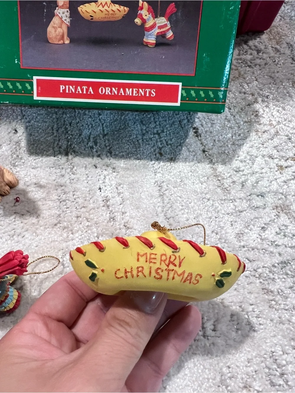 Vintage 1995 piñata Christmas ornament set by House of Lloyd z99